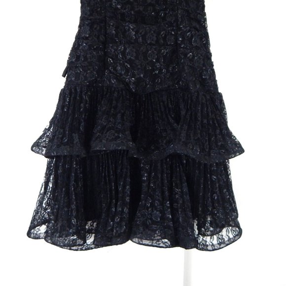 Y2K BETSEY JOHNSON EVENINGS dress strapless lace metallic goth punk emo black XS - Picture 7 of 9